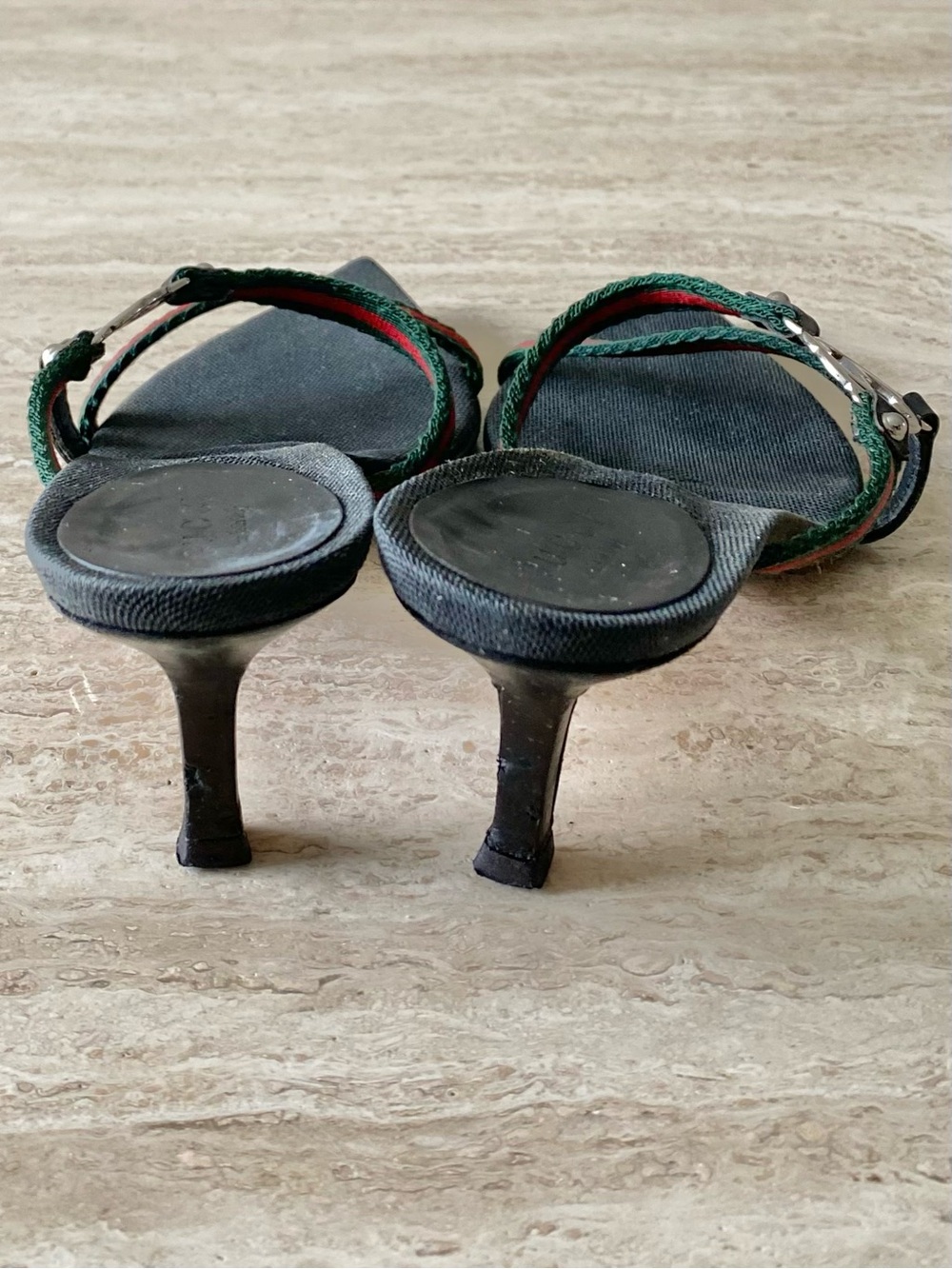 Vintage Gucci Tom Ford-era Stripe GG Sandal Heels - Picture 7 of 9
